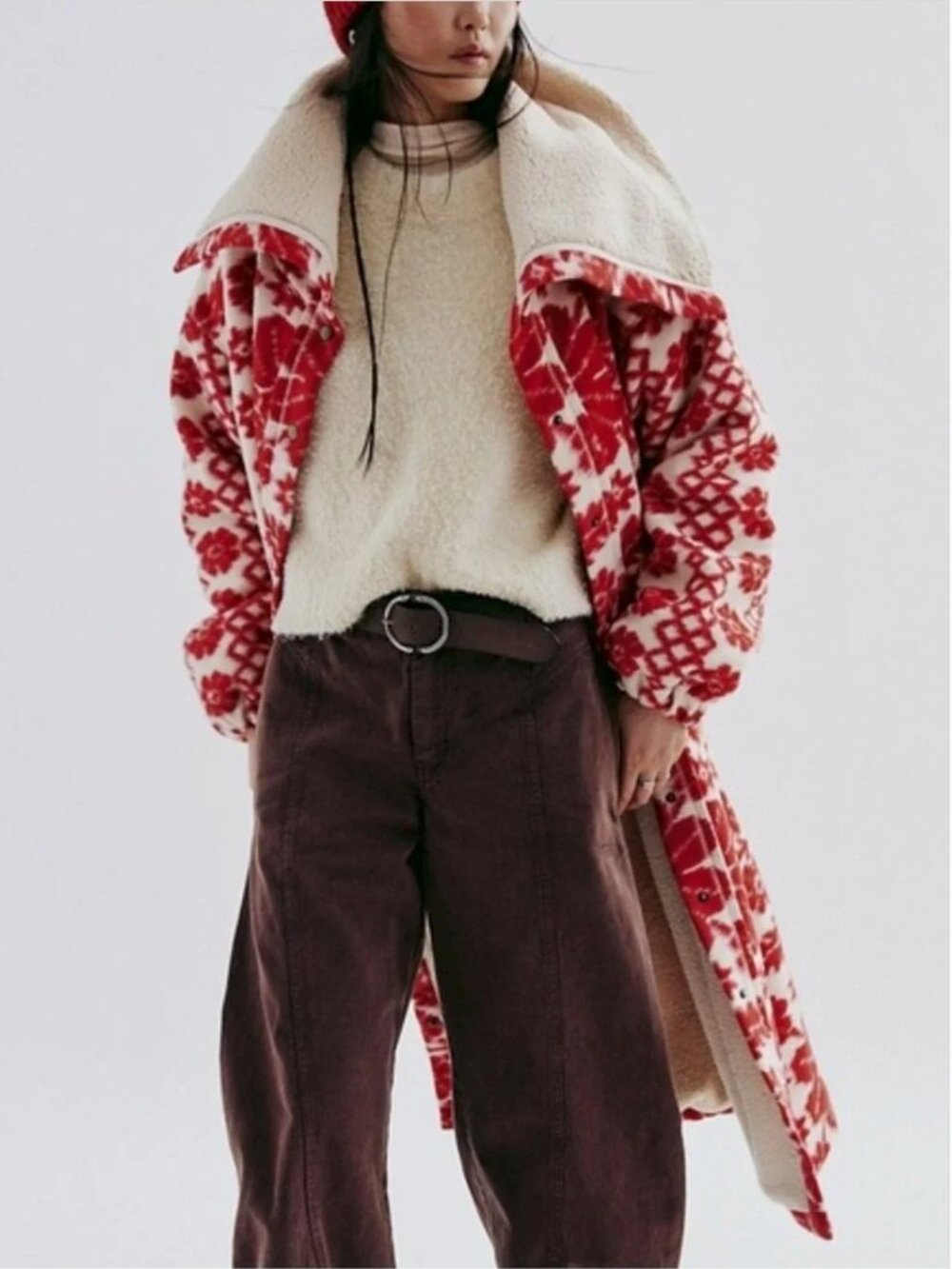 Free People NWT This Love Cardi Oversized Fold-over Sherpa Neckline Coat